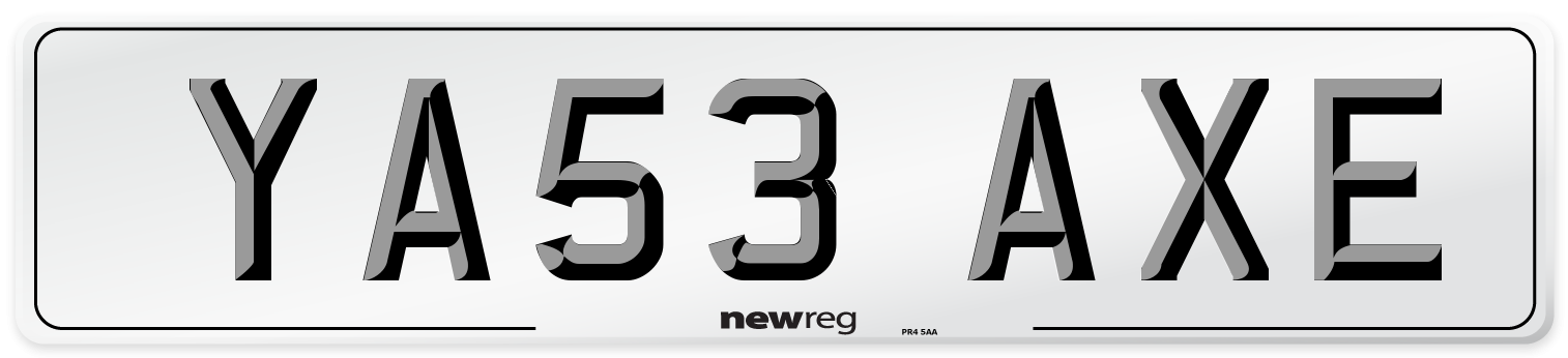 YA53 AXE Number Plate from New Reg
